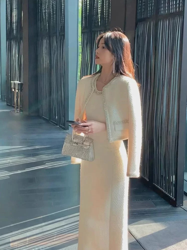Autumn and winter clothes are popular this year, beautiful and high-end small dresses, ladylike temperament, small fragrant style jackets, dresses, suits and skirts