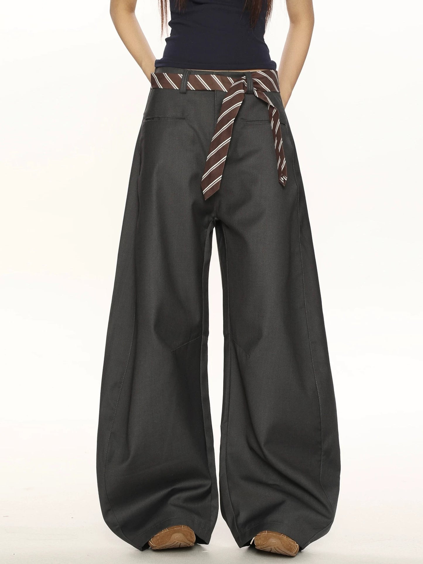 BIGGOLD high-end casual scimitar pants trousers women's niche design all-match drape wide-leg mopping pants ins