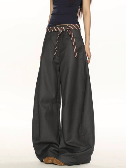 BIGGOLD high-end casual scimitar pants trousers women's niche design all-match drape wide-leg mopping pants ins