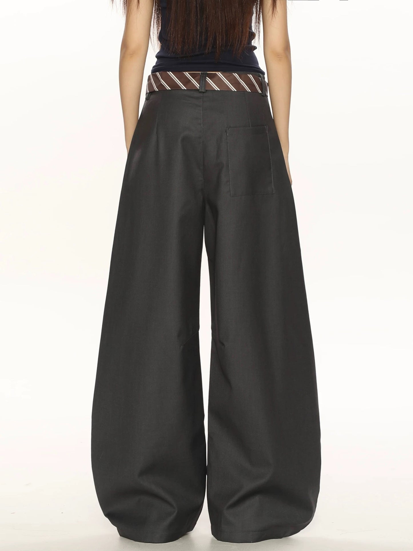 BIGGOLD high-end casual scimitar pants trousers women's niche design all-match drape wide-leg mopping pants ins