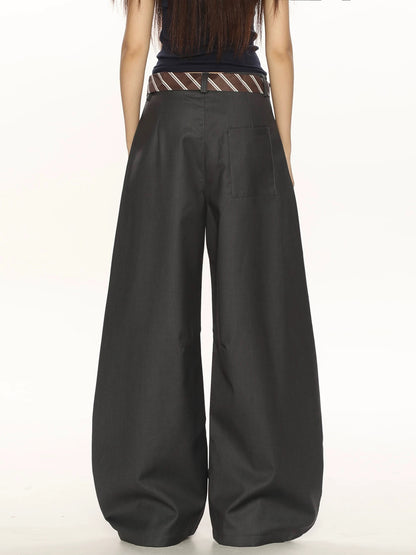 BIGGOLD high-end casual scimitar pants trousers women's niche design all-match drape wide-leg mopping pants ins