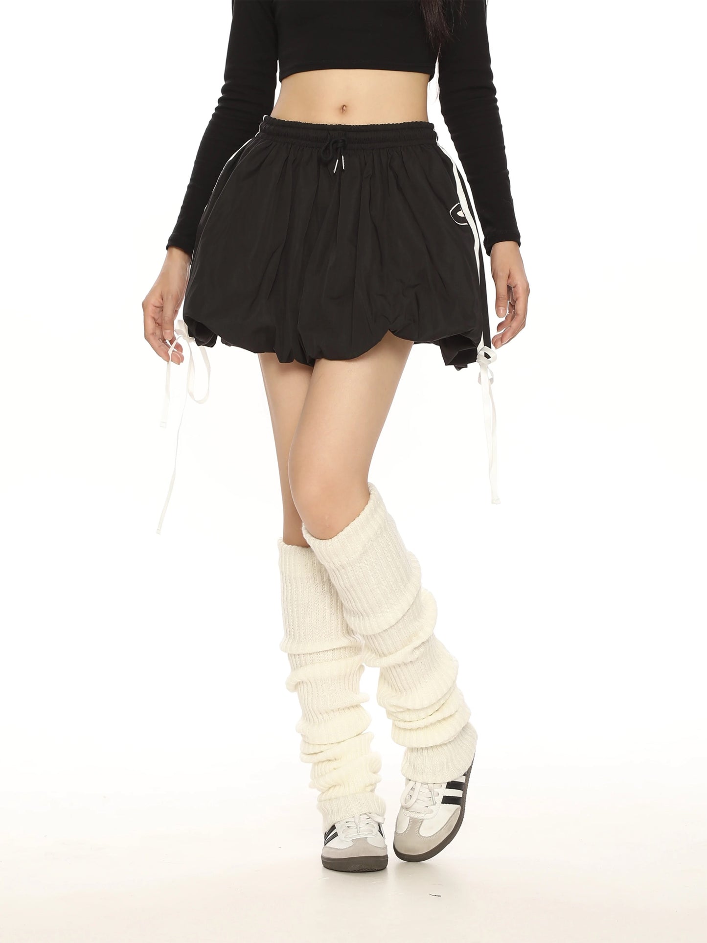 BIGGOLD sports style flower bud tutu skirt skirt short skirt women's high waist bow tie slim a-line skirt
