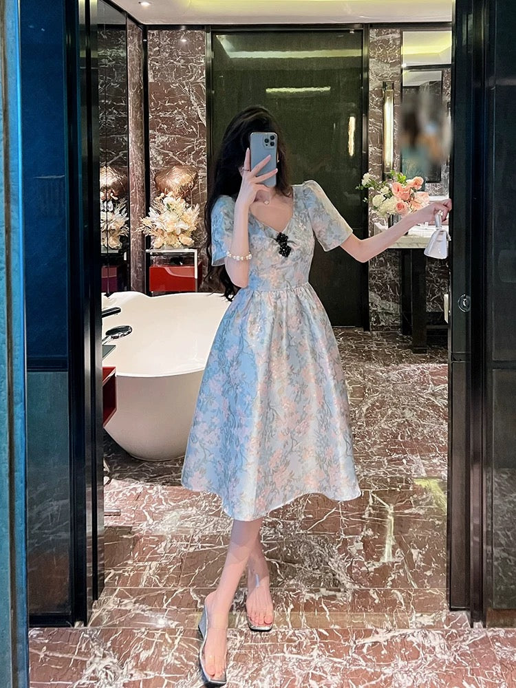 BETTER LS high-end French-style fragrant dress with waist waist for women's new summer style slimming mid-length skirt