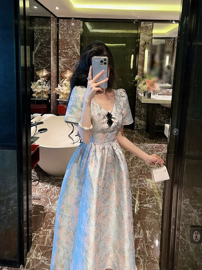 BETTER LS high-end French-style fragrant dress with waist waist for women's new summer style slimming mid-length skirt