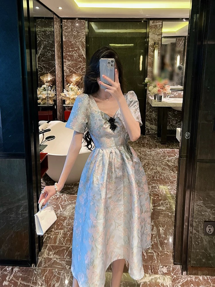 BETTER LS high-end French-style fragrant dress with waist waist for women's new summer style slimming mid-length skirt