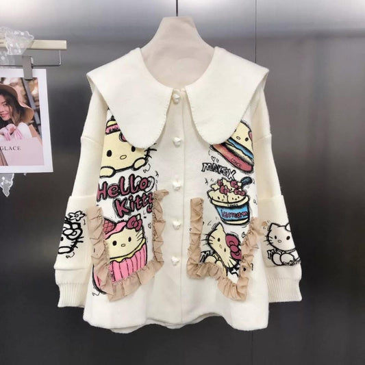Shenshenjia autumn new sweet age-reducing fashion cartoon KT cat doll collar temperament warm sweater YS19182