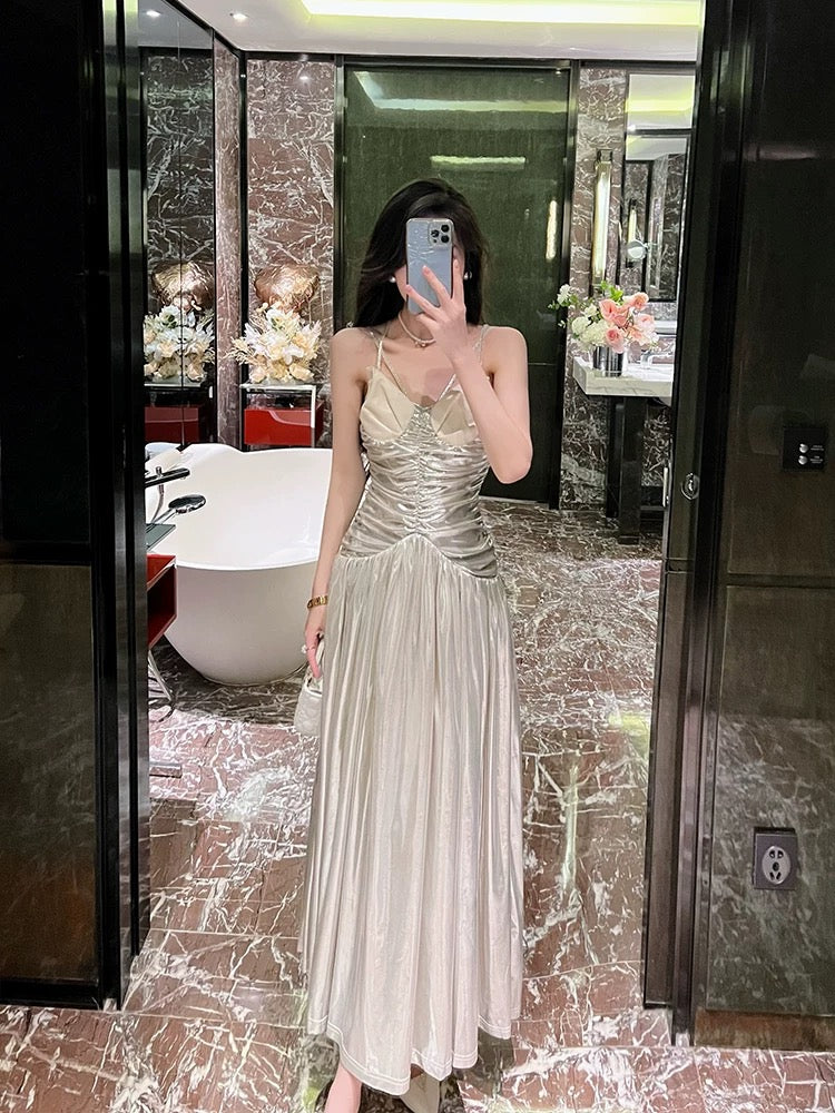 BETTER LS sexy backless ladylike suspender dress women's summer high-end banquet evening dress long dress