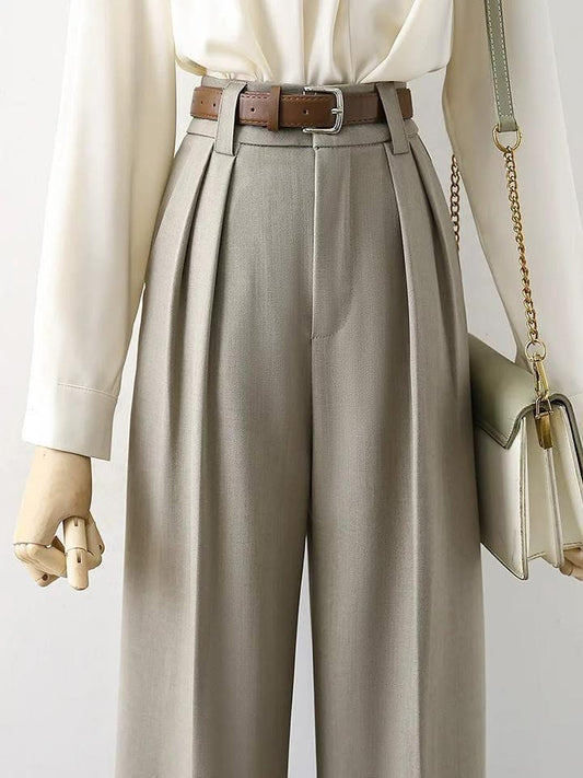 High waist straight suit pants women's spring and autumn new black wide leg pants trousers OL style professional versatile slim pants