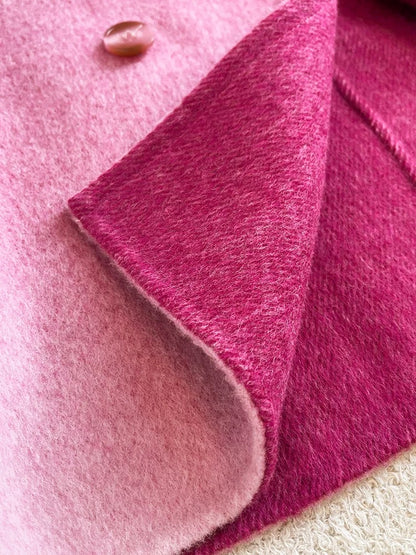 Pink small fragrance double-sided woolen woolen coat for women autumn and winter new style high-end and super good-looking short woolen coat