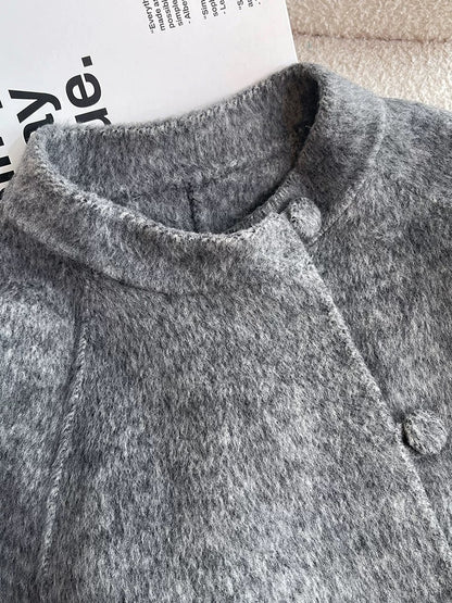 Gray double-sided woolen woolen coat for women 2024 new autumn and winter Korean style super good-looking short woolen coat