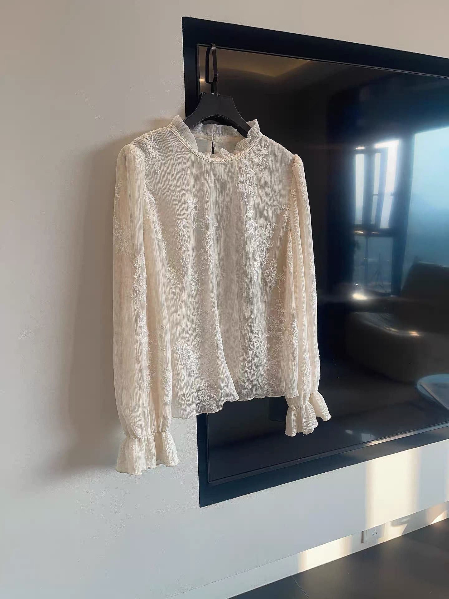 JULY START Early Spring New Arrival ~ Gentle and Elegant Double-Layer Embroidered Stand Collar Pullover Chiffon Blouse/Shirt