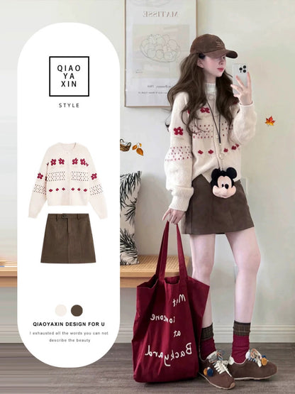 Maillard knitted cardigan suit skirt women's 2025 new hot style very good-looking early autumn age-reducing wear a complete set
