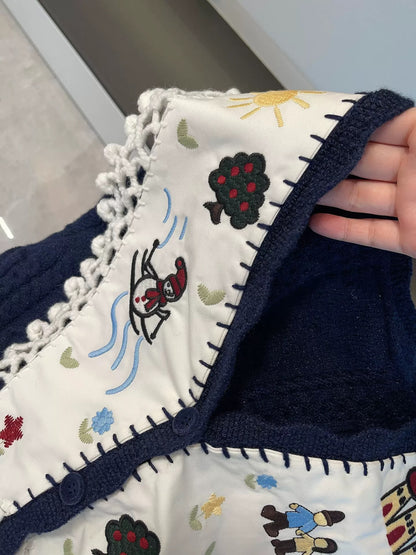 JULY START Shenzhen European Goods ~ High-quality heavy-duty embroidered tassel V-neck knitted sweater cardigan with large lapel