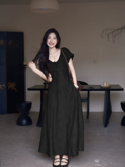 TYANG Eryang [Hua Xiangrong] Chinese Style New Chinese Puff Sleeve Red Waist Slim Dress Women's New Style