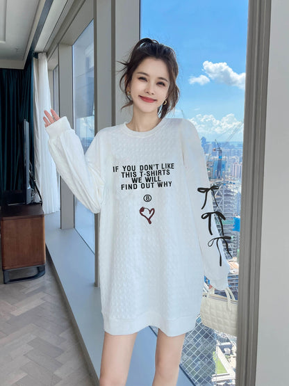 White Dress 2024 Early Autumn New Women's Hot Style Small Sweatshirt Skirt Autumn Casual Lazy Style Skirt