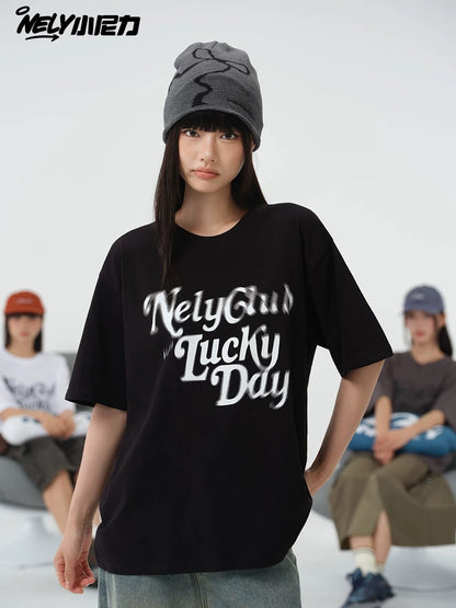 Little Nili multi-color phantom logo trendy brand men and women couple loose round neck short-sleeved T-shirt half-sleeved mid-sleeve T-shirt