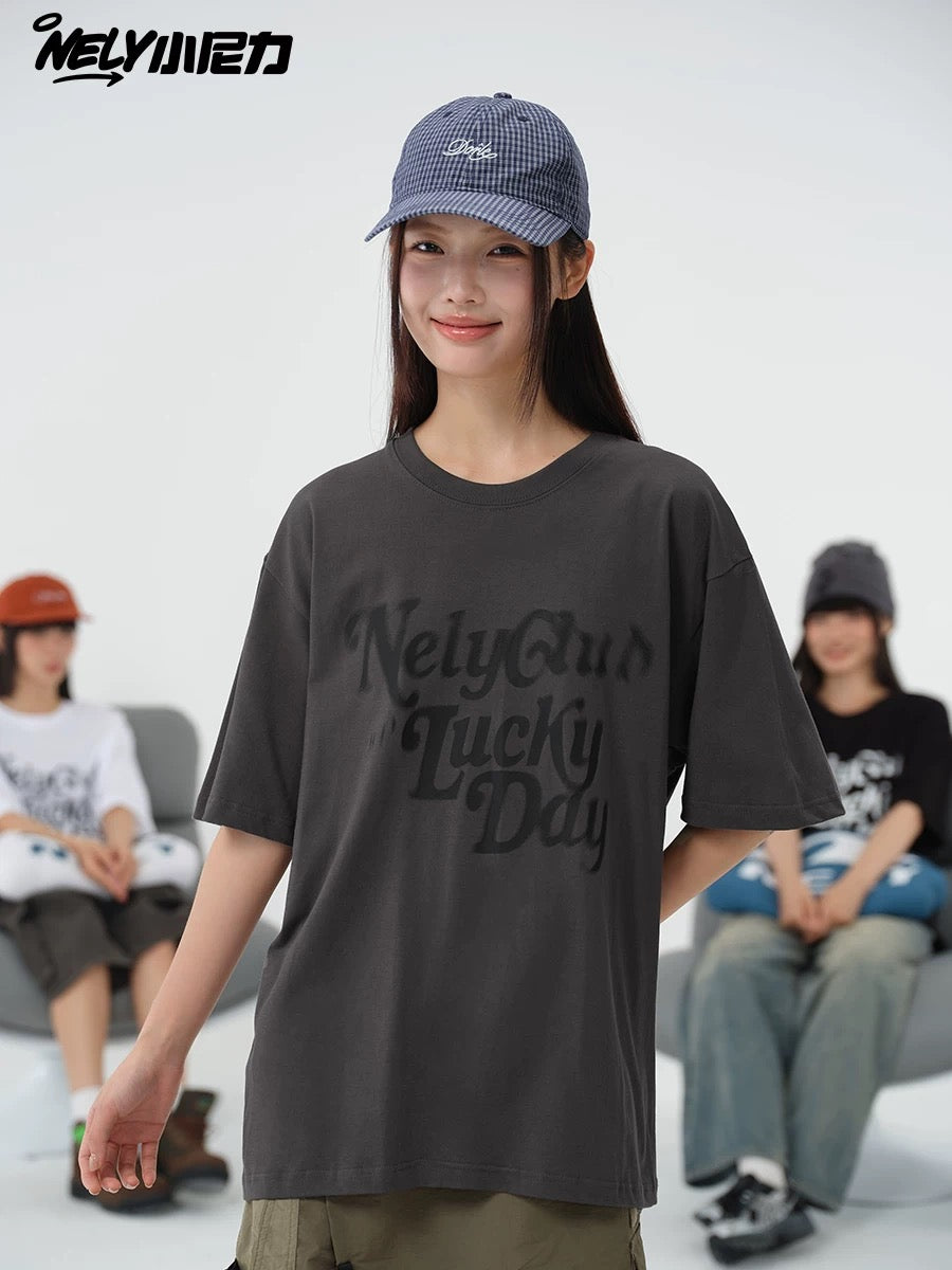 Little Nili multi-color phantom logo trendy brand men and women couple loose round neck short-sleeved T-shirt half-sleeved mid-sleeve T-shirt