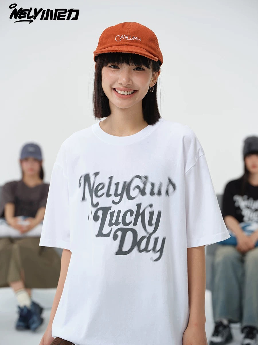 Little Nili multi-color phantom logo trendy brand men and women couple loose round neck short-sleeved T-shirt half-sleeved mid-sleeve T-shirt