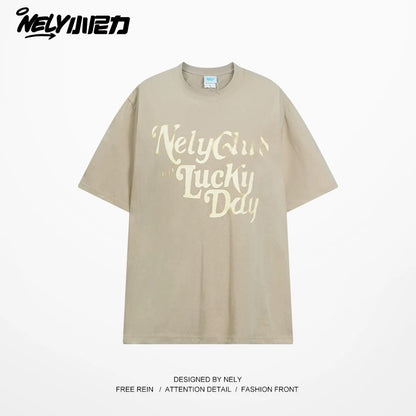 Little Nili multi-color phantom logo trendy brand men and women couple loose round neck short-sleeved T-shirt half-sleeved mid-sleeve T-shirt