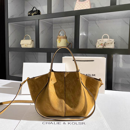 CHALIE&KOLSR Women's Vintage Matte Large-Capacity Tote Bag – 2026 Summer New Sophisticated Shoulder Bag
