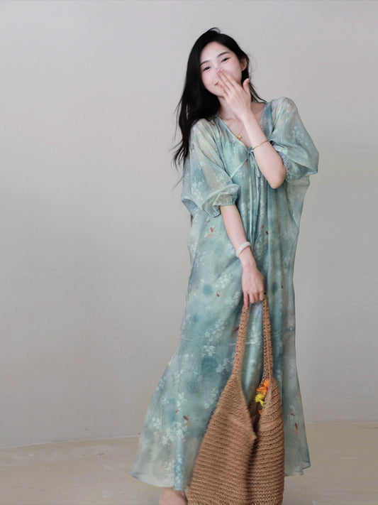TYANG Eryang Design [Dream Carp] New Chinese style national style niche design retro loose holiday dress for women