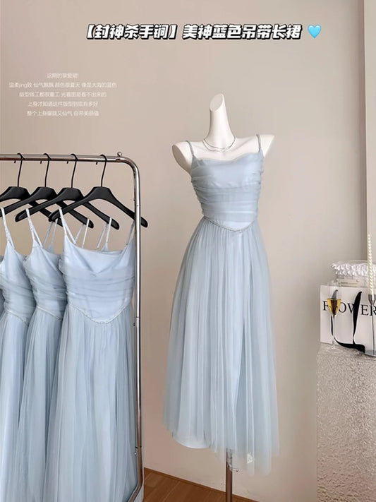 Youni's homemade killer summer beauty blue lace skirt sexy dress suspender long skirt for women