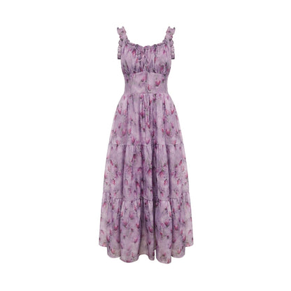 TYANG Eryang Design [Please Summer] National Style New Chinese Style White Retro Klein Blue Floral Dress for Women