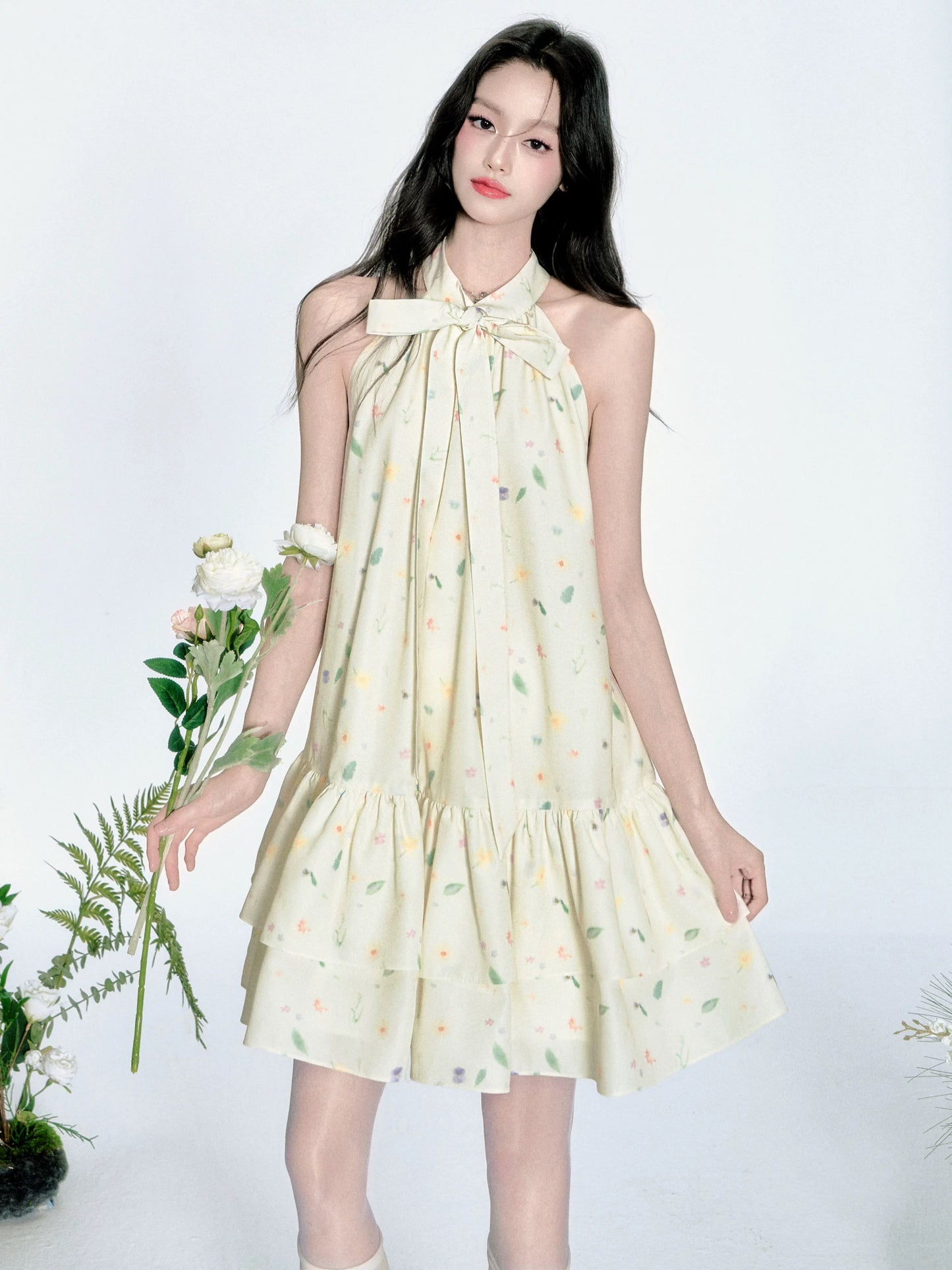 fragileheart fragile store · Hanami Nobu romantic floral tutu dress with bow tie