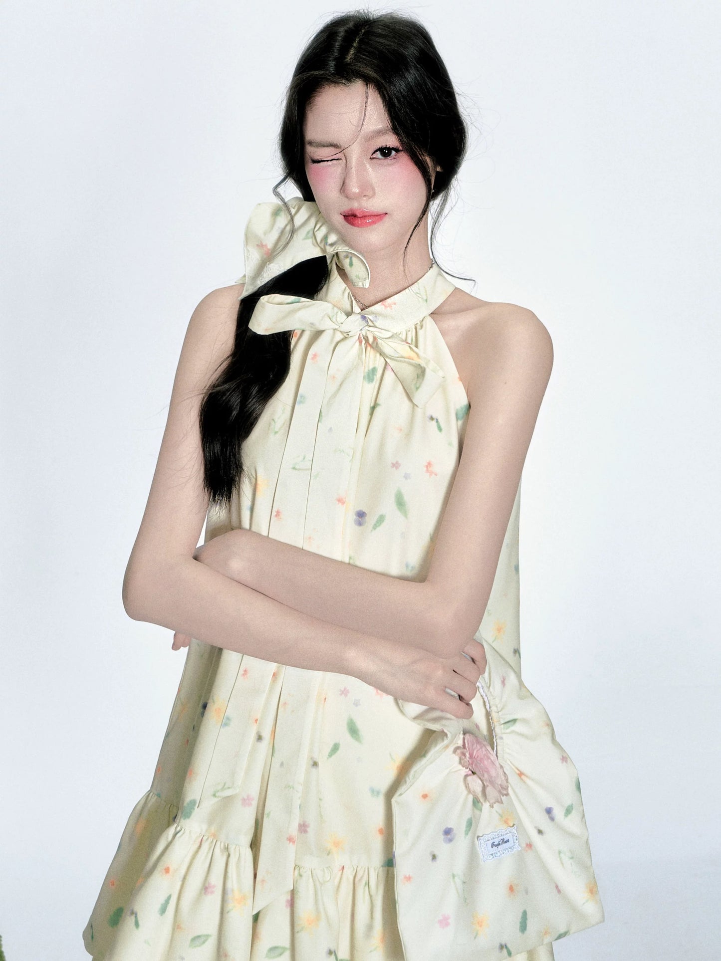 fragileheart fragile store · Hanami Nobu romantic floral tutu dress with bow tie