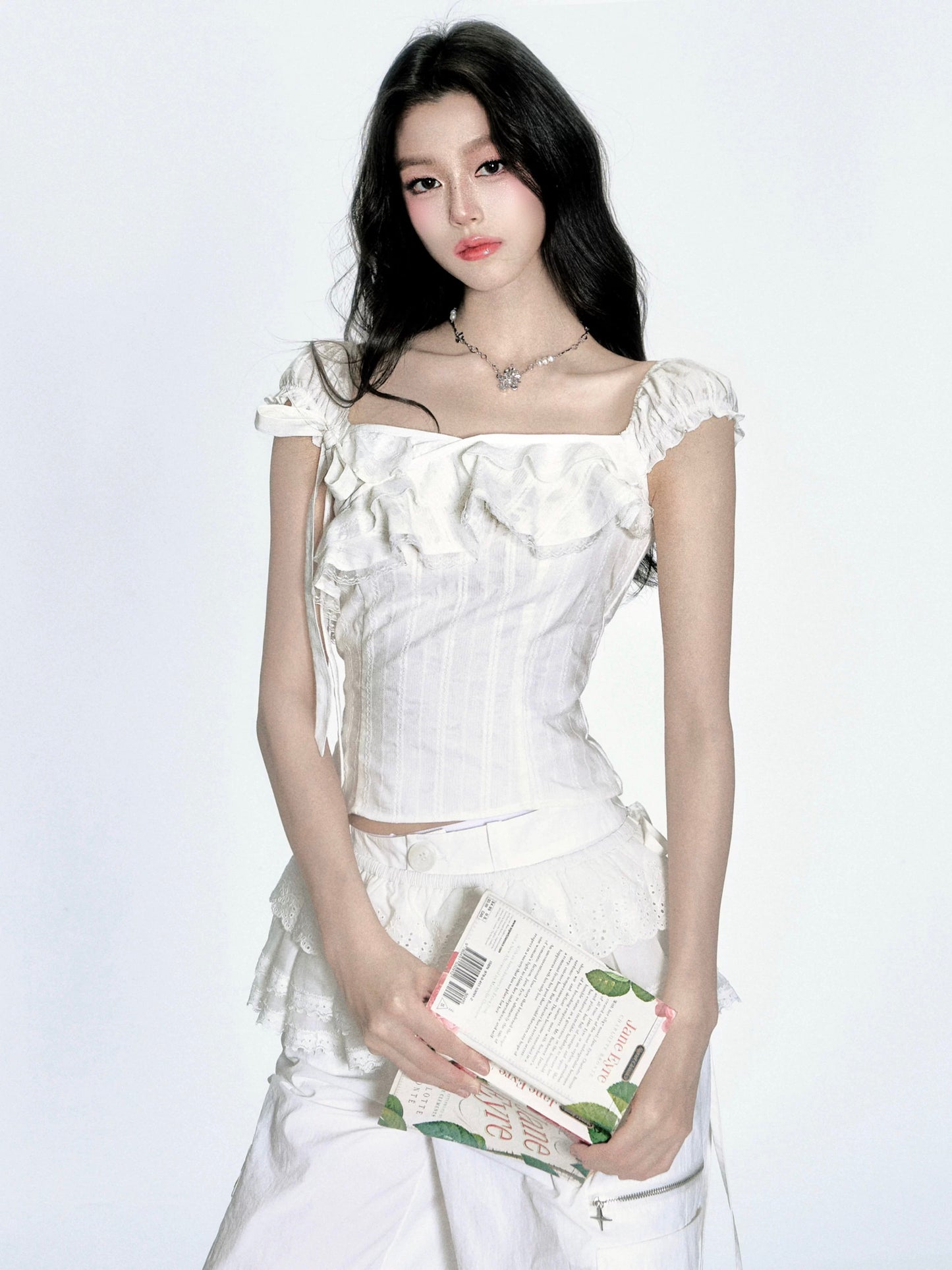 Fragileheart Fragile Store·Summer Chant French lace off-shoulder top two-way wear one-shoulder T-shirt