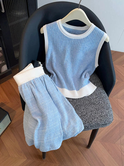 Shenzhen Nanyou High-End Women's Clothing 2026 Spring/Summer Casual Versatile Embroidered Knit Vest Top + Skirt Set