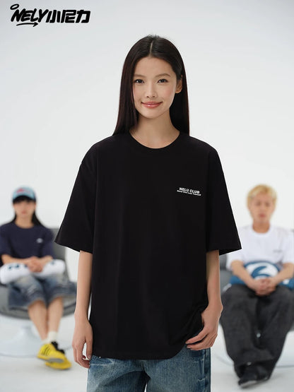 NELY Little Nelly Creative Graffiti Letters Short-sleeved T-shirt for Men and Women Summer Loose American Fashion Brand Hip-hop Couple T-shirt