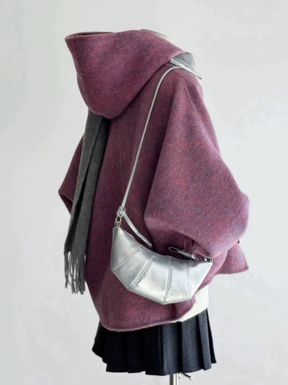 Plus size women's clothing 2025 this year's popular new purple high-end age-reducing temperament double-sided woolen coat women's winter