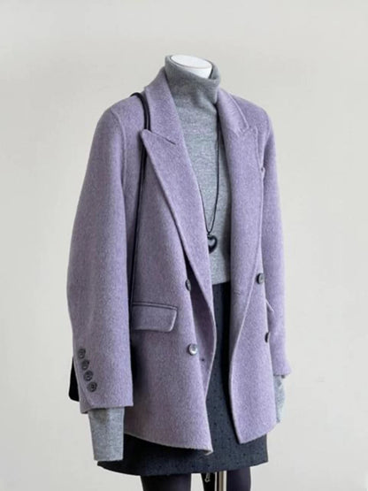 Plus-size women's Hepburn style high-end small woolen coat 2024 autumn and winter new fashion commuter suit