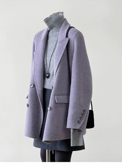 Plus-size women's Hepburn style high-end small woolen coat 2024 autumn and winter new fashion commuter suit