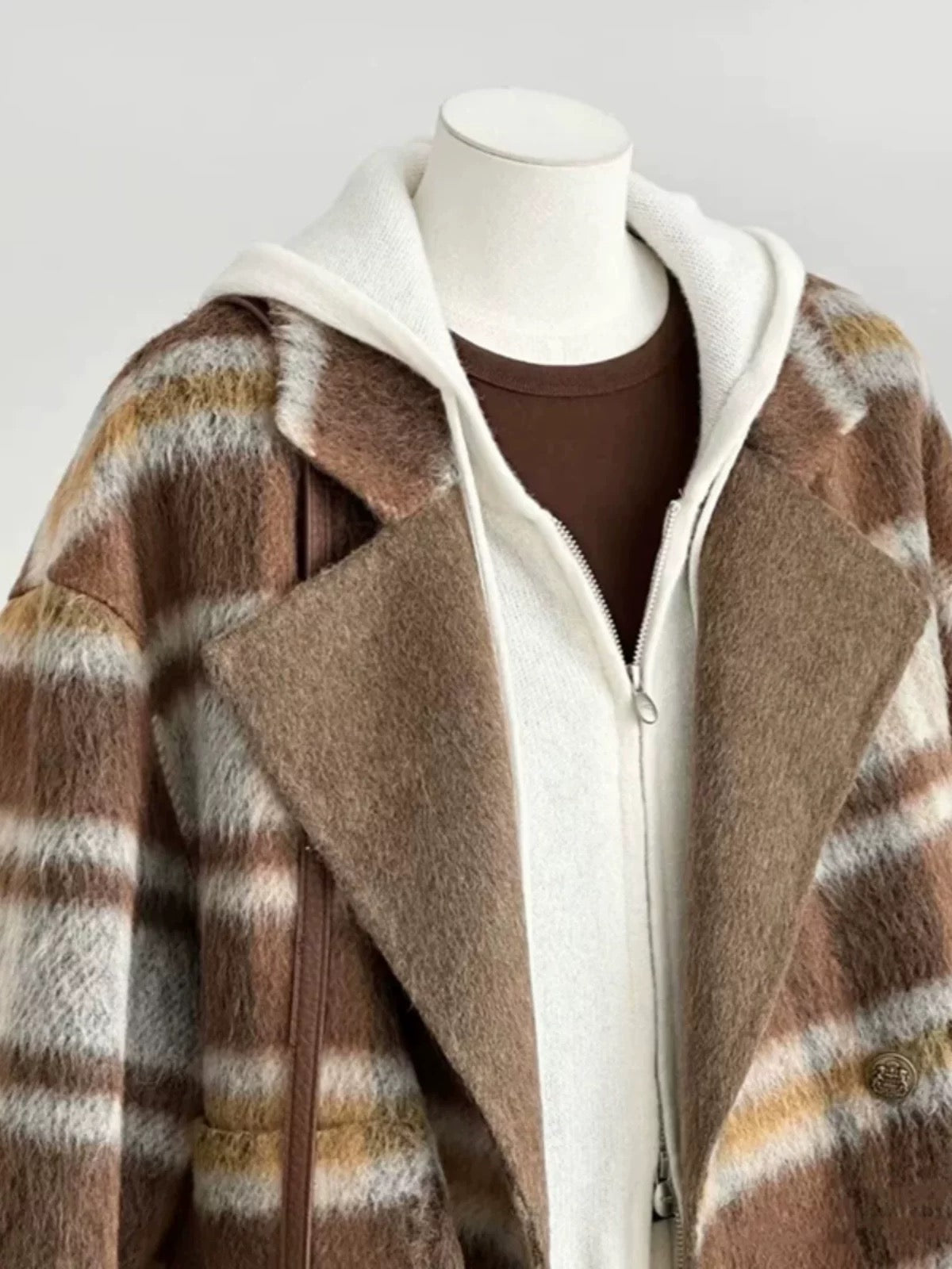 Plus size women's Korean style college style double-sided woolen coat women's autumn and winter design sense double-breasted casual coat