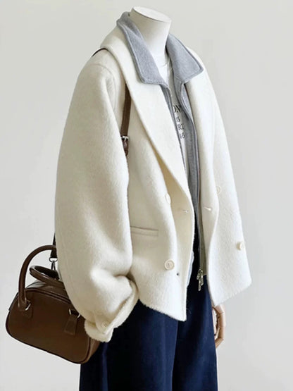 Plus size women's clothing Korean buyer store high-end petite long-sleeved woolen coat 2025 autumn and winter fashion coat