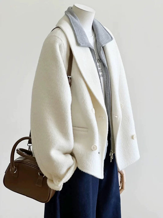 Plus size women's clothing Korean buyer store high-end petite long-sleeved woolen coat 2025 autumn and winter fashion coat