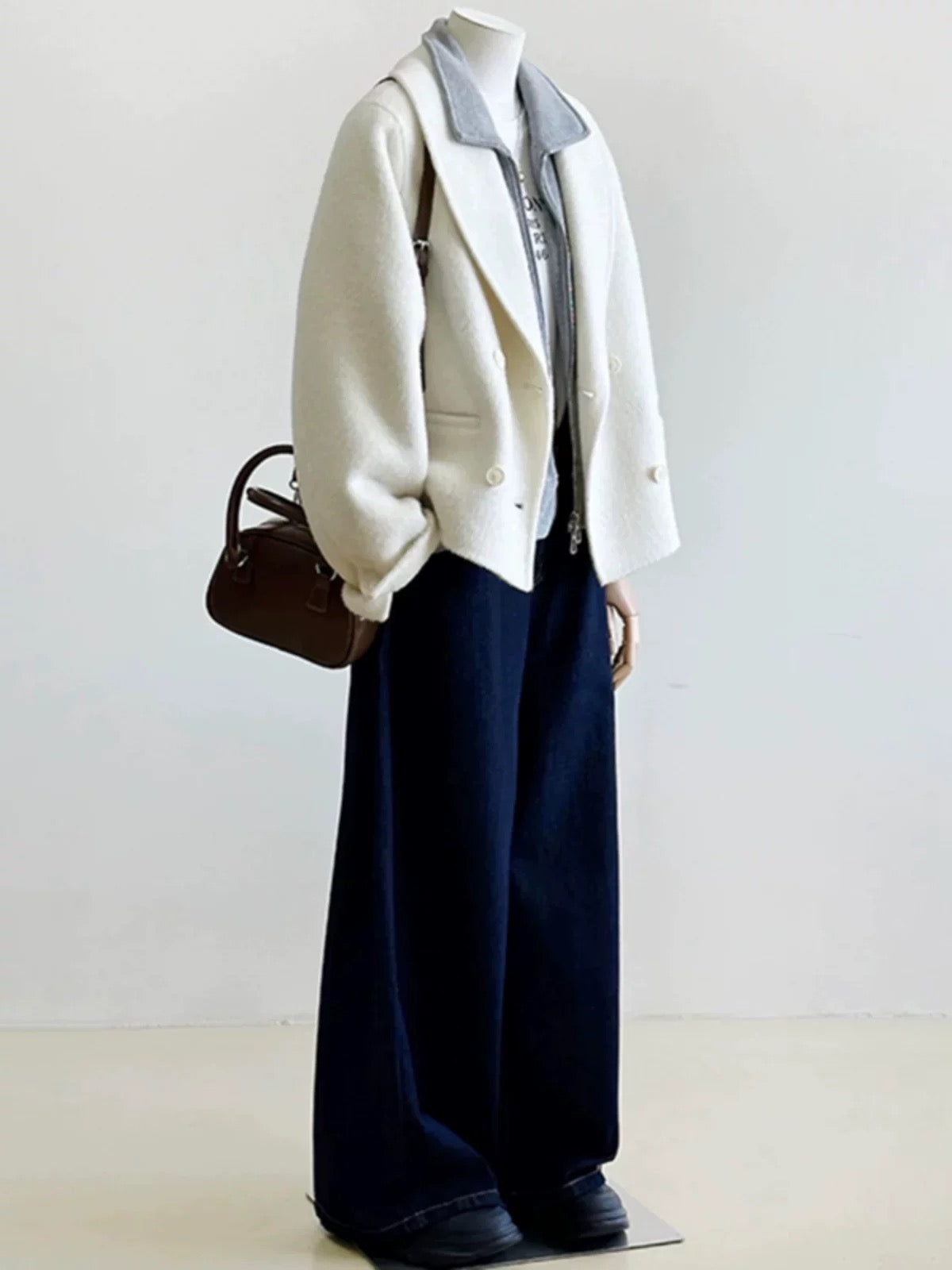 Plus size women's clothing Korean buyer store high-end petite long-sleeved woolen coat 2025 autumn and winter fashion coat