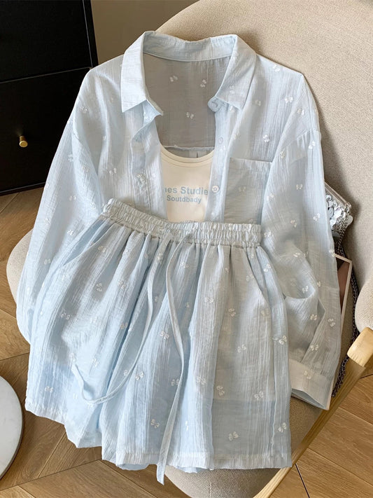 Stunning Summer Set for Women, 2026 New Fashionable Casual Sunscreen Cardigan and Shorts Two-Piece Set