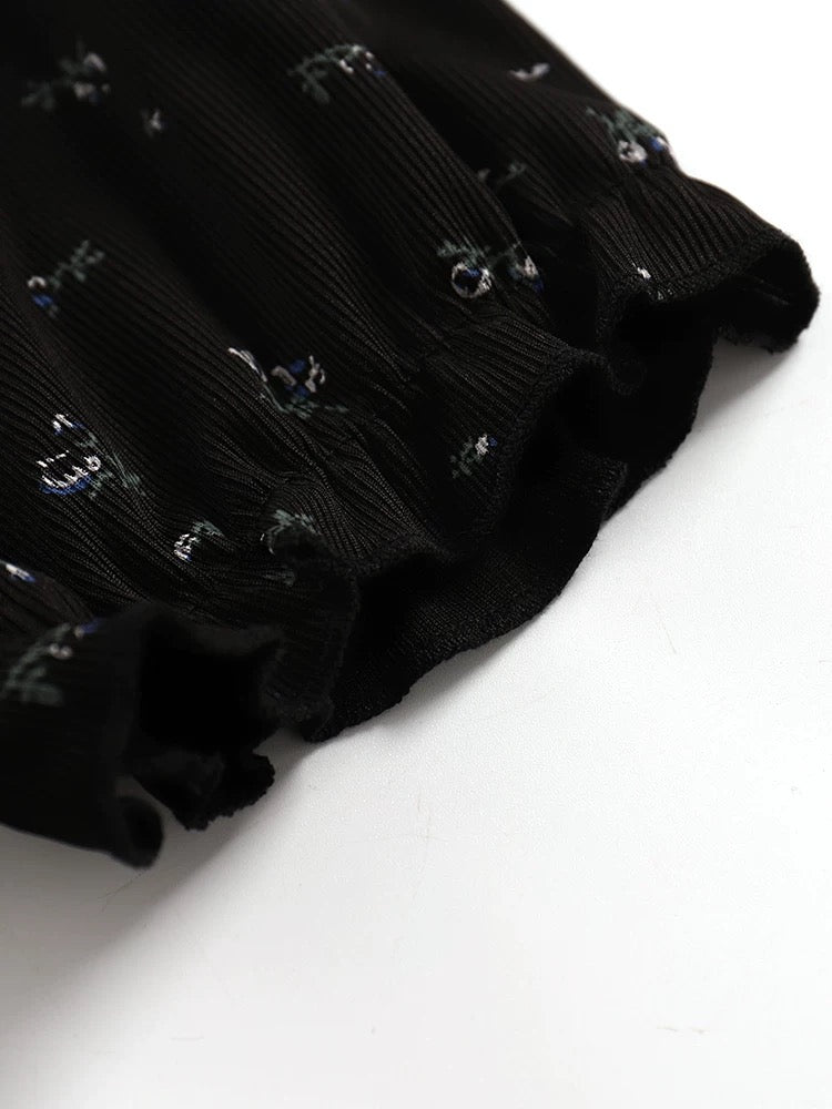 YOYO CLUBB spliced lace-up square neck floral dress summer new large size slimming waist long skirt
