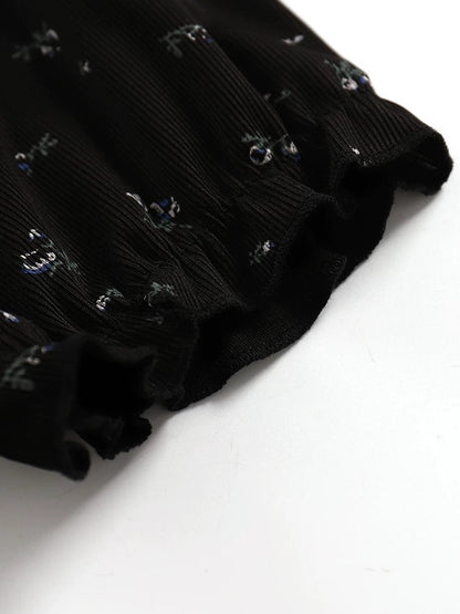 YOYO CLUBB spliced lace-up square neck floral dress summer new large size slimming waist long skirt