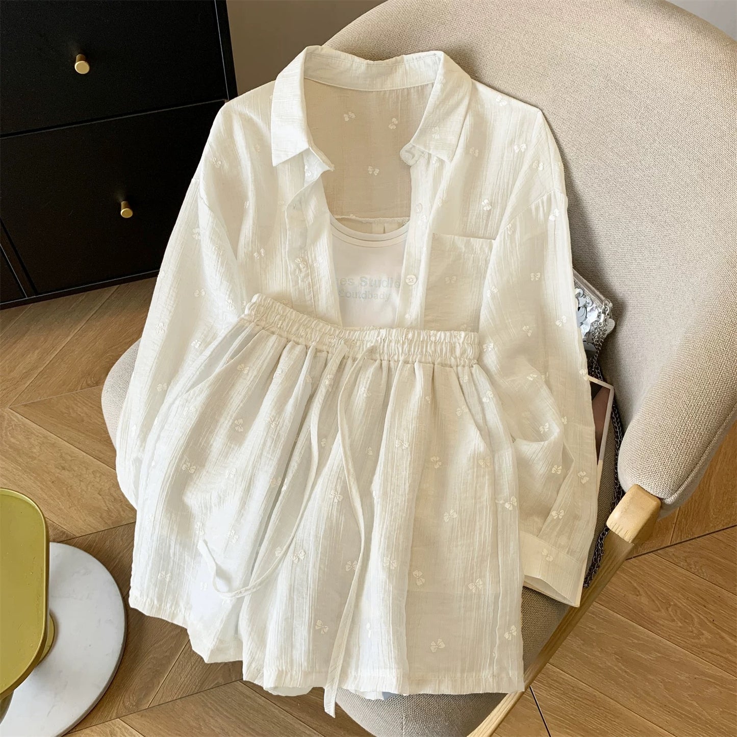 Stunning Summer Set for Women, 2026 New Fashionable Casual Sunscreen Cardigan and Shorts Two-Piece Set