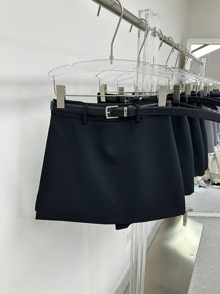 SHIYI suit skirt pants women 2025 spring new Korean version high waist slim A-line hip skirt anti-exposure short skirt