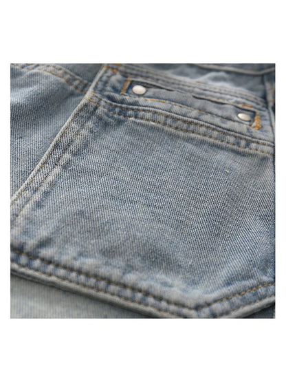 YOYO CLUB plus size women's high-waisted thin denim shorts summer new slim raw edge a-line wide-leg pants