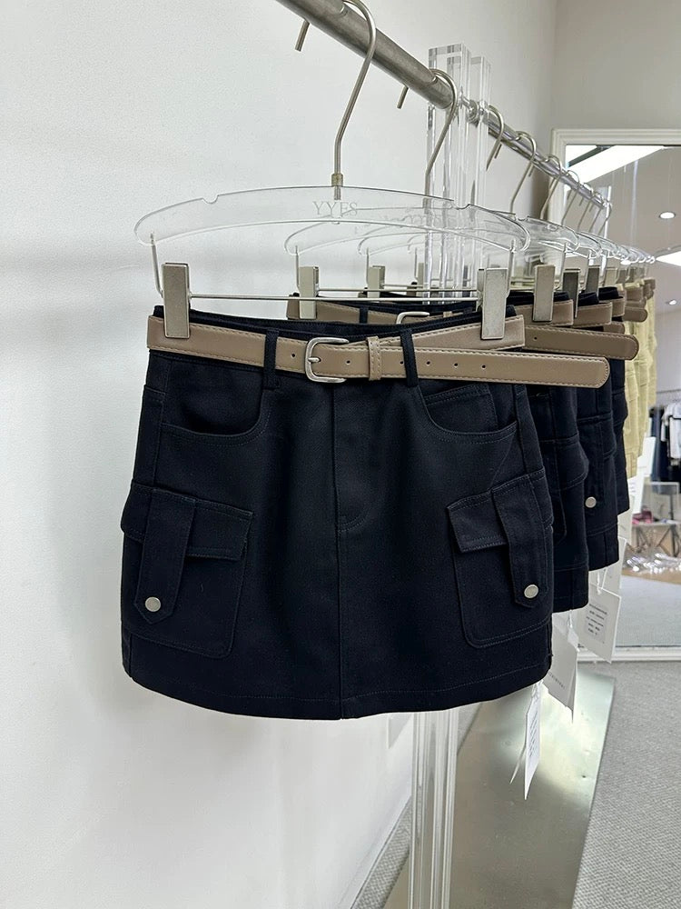 WUZHINVHAI workwear short skirt skirt women 2025 new high waist casual slim A-line hip denim skirt