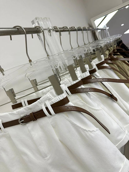 YOYO2908 shorts women summer 2025 new high waist curled elastic waist loose a-line workwear wide-leg pants