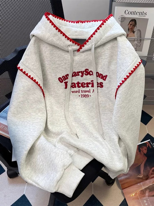 Milk fufu blue striped angel puppy sweater coat women's autumn and winter gentle Japanese style thick hooded knitted cardigan