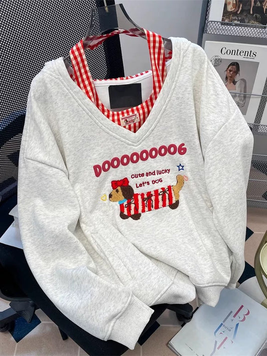 Milk fufu blue striped angel puppy sweater coat women's autumn and winter gentle Japanese style thick hooded knitted cardigan