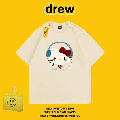 DREW HUSSRY unisex American trend brand Hello Kitty short-sleeved T-shirt couple tops